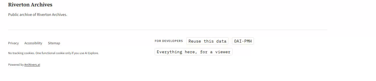 The portal footer, showing a For developers row with Reuse this data and OAI-PMH links